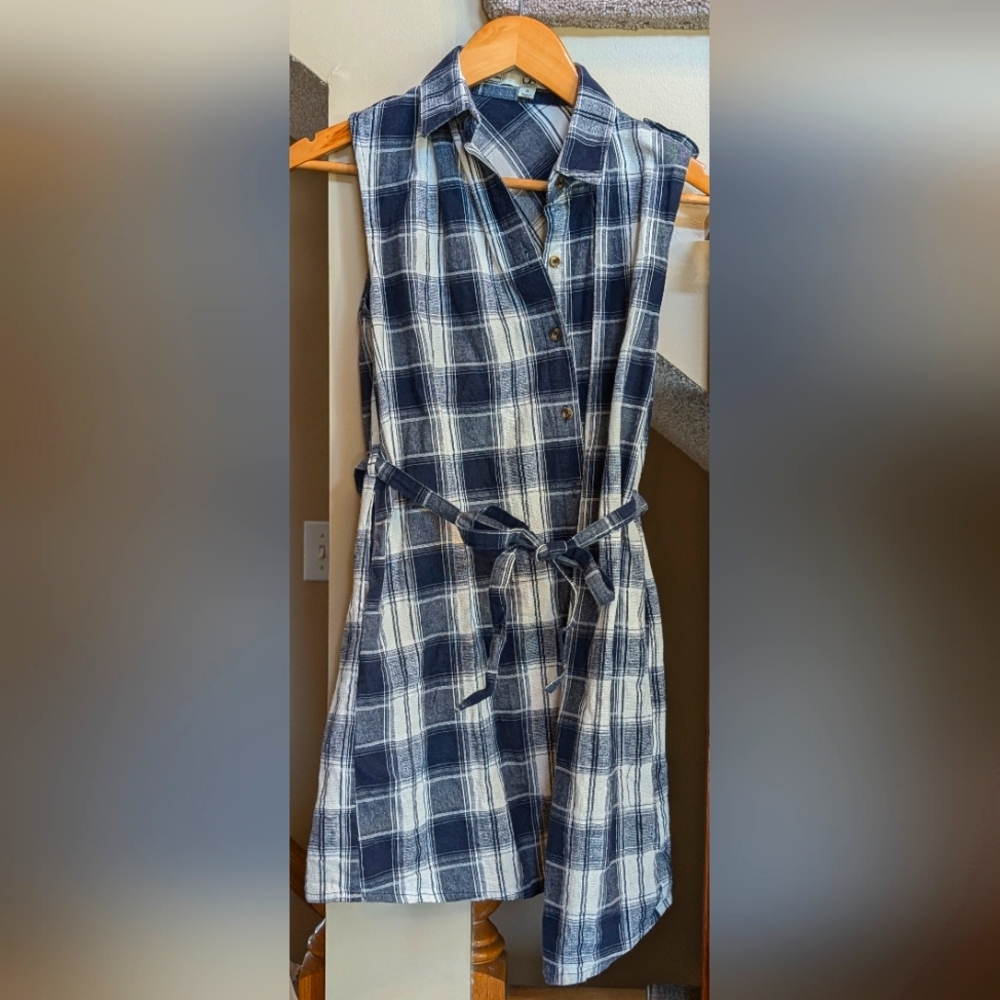 Ya Los Angeles Plaid Sleeveless Shirt Dress